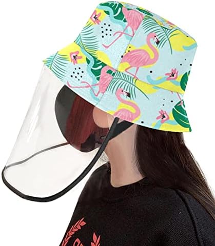 Chapéu de proteção para adultos com escudo facial, chapéu de pescador anti -sun tap, arco -íris unicórnio de desenho animado