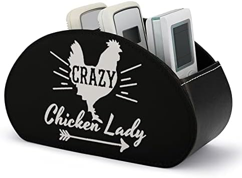 Crazy Chicken Lady Remote Control Holder de couro Organizador para suprimentos de escritório Controlador remoto