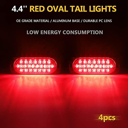 Broview 4pcs Red LED Trailer Freio da cauda Kit de luzes de sinal de giro de giro, 4,4 '