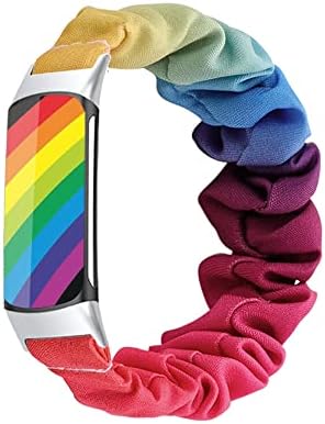 CharmingFel para Fitbit Charge 4 Band Scrunchie para mulheres, meninas, roupas, tecido elástico grande pulseira de pulseira pequena