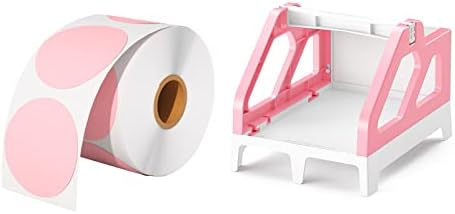 Munbyn Pink Label titular para rolos e etiquetas dobráveis ​​de fãs, rótulos de adesivos térmicos de círculo rosa