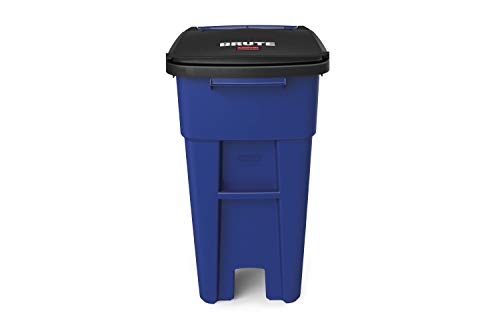 Rubbermaid Produtos comerciais Lixo bruto de lixo/lata de lixo/lixeira com rodas, 32 gal, para restaurantes/hospitais/escritórios/costas de casa/armazéns/casa, azul