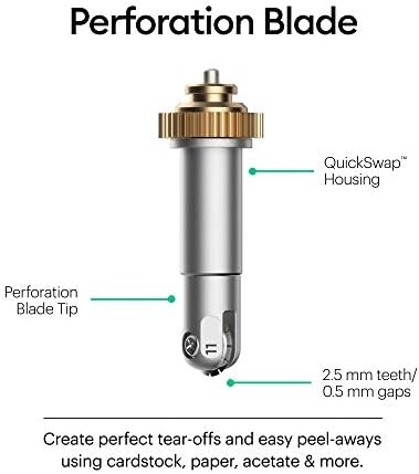 Lâmina de perfuração básica de Cricut + carcaça Quickswap, lâmina de corte com dentes de 2,5 mm / lacunas de 0,5 mm, corte de papel,
