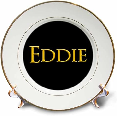 3drose Eddie Cool Girl Baby Nome nos EUA. Presente amarelo em charme preto - pratos