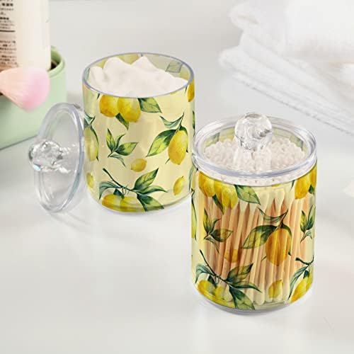 Limões amarelos folhas de cotonete de cotonete recipientes de banheiro frascos com tampas conjuntos de algodão barra de