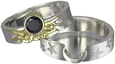 Anéis vintage para mulheres em forma de coração estrela lua dupla camada casais anéis