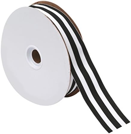 Berwick Offray Mono-Stripe Ribbon, 1-1/2 x 50 m, preto/branco