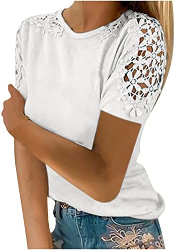 Tampas plus sizes para mulheres de verão renda curta manga curta girina tampa casual camisa de túnica solteira blusas oco