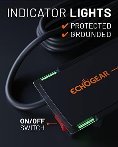 ECHOGEAR 8 Surge Protector Power Strip - Design Slim pode alimentar e proteger toda a sua TV, escritório ou configuração