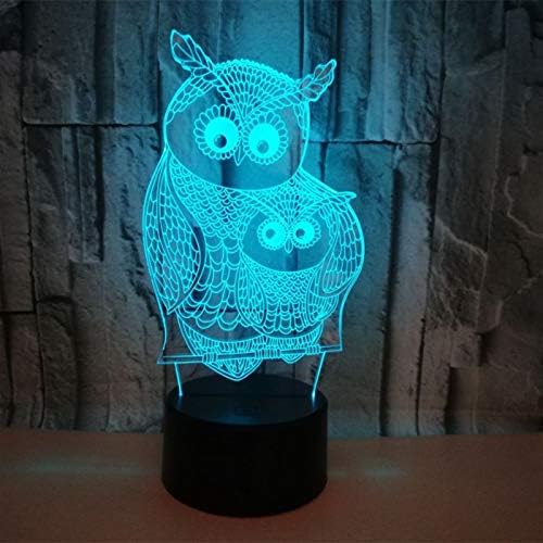 Jinnwell 3D coruja águia noturna lâmpada leve ilusão noite luz 7 alterações de cor de toque Touch mesa de mesa lâmpadas