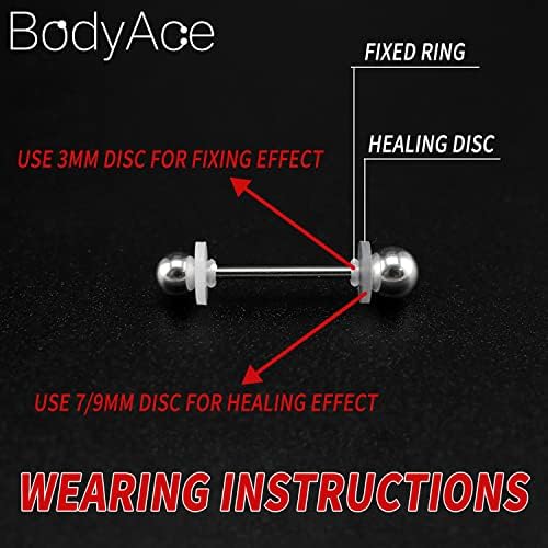 Bodyace Clear Piercing Disc for piercing Bump, Brincos de silicone transparentes, almofadas de disco de plástico estabilizam