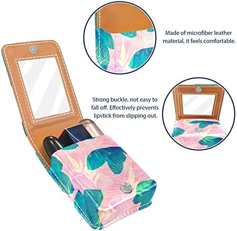 Caixa de batom com espelho Bolsa de maquiagem portátil espelho, bolsa cosmética leva até 2 batom e tamanho de deslocamento de brilho