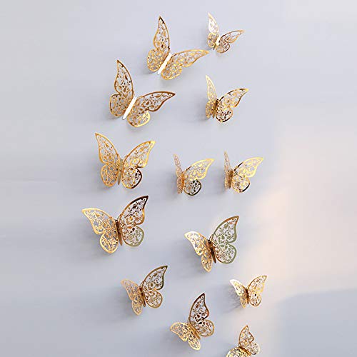 Vefsu 12 pcs 3d adesivos de parede oca geladeira borboleta para decoração em casa