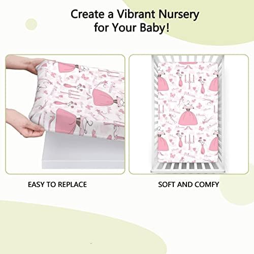 Folha de berço com tema de princesa, colchão de berço padrão folha de colchão macia e respirável lençóis para bebês para