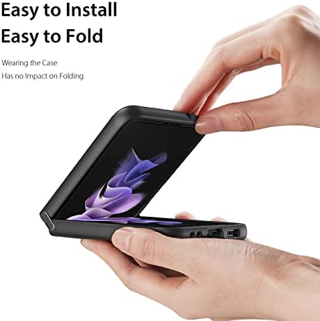 Jiuyekew Caso para Samsung Galaxy Z Flip 4, capa de couro de tampa de impressão digital resistente à abrasão esbelta, para