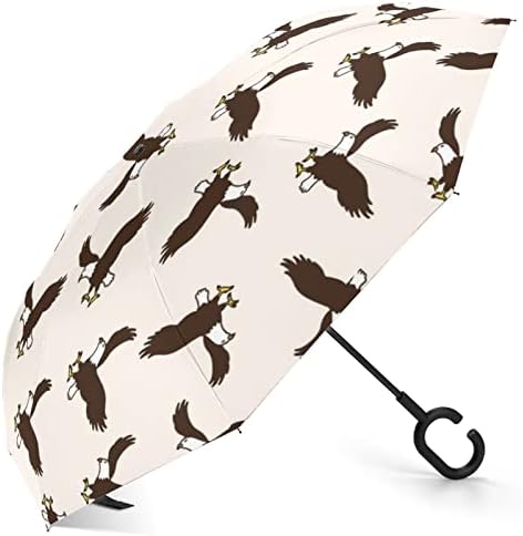 Padrão careca Padrão de águia invertida guarda-chuva no vento reverso no guarda-chuva com alça em forma de C para homens mulheres