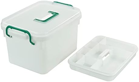 Dynkona 1 Pacote Plástico Family Primeiros socorros, caixa de trava de medicação vazia, branco