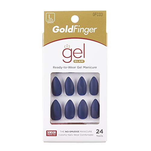 Gold de dedo dourado unhas Gel Glam pronta para usar unhas longas em gel de gel