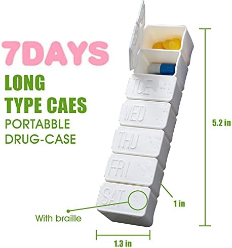 2 pacote semanal organizador de comprimidos, caixa de pílula de 7 dias extra grande, caixa de comprimidos diários, dispensador