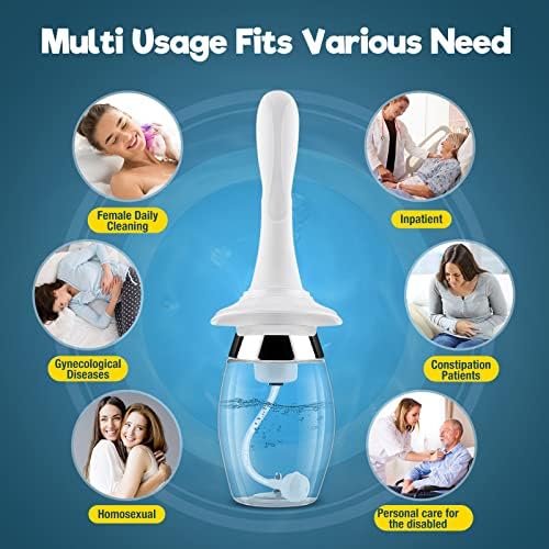 Limpador de ducha vaginal automática de 350 ml, lâmpada de enema elétrica com 3 modos de intensidade, kit de limpeza