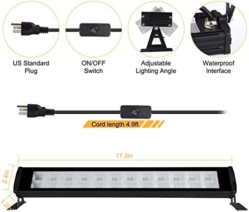 SPRGRI 2 PACK 48W Black Light Bar com plugue, interruptor, cabo de alimentação de 5 pés, luminária de inundação IP66 à prova d'água