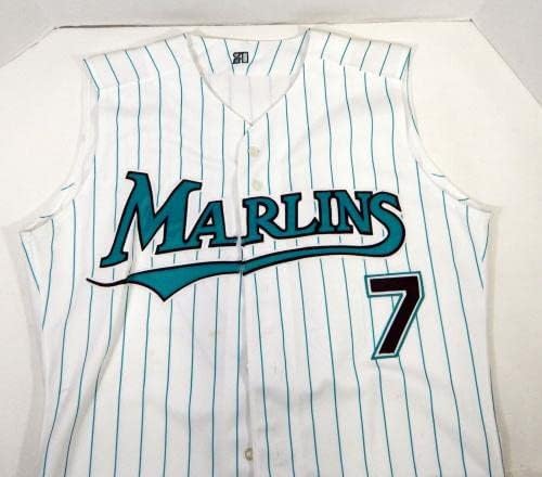 1993-02 Florida Marlins #37 Jogo emitiu números de coletes de camisa branca despojados 46 5 - Jerseys MLB usada por jogo MLB