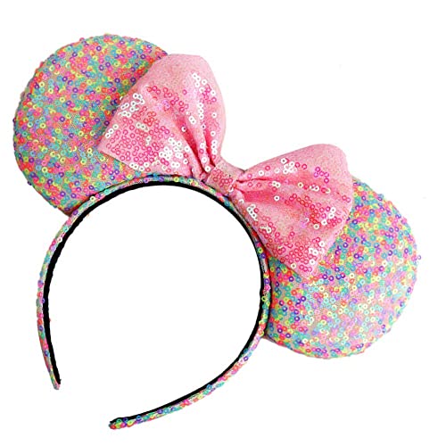 Konger lindos orelhas coloridas de mouse com rosa Big Bow Head Fank Hair Acessórios para garotas Festivais de viagem de festa de aniversário