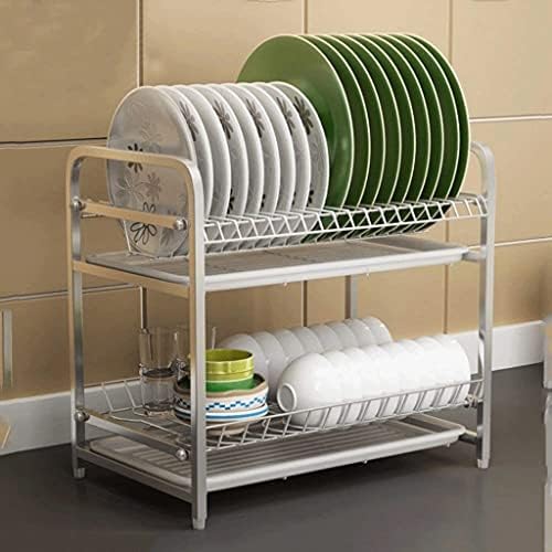 PDGJG 304 Rack de secador de prato de aço inoxidável, suporte e esgotador de pratos de cozinha para balcão de cozinha, prata