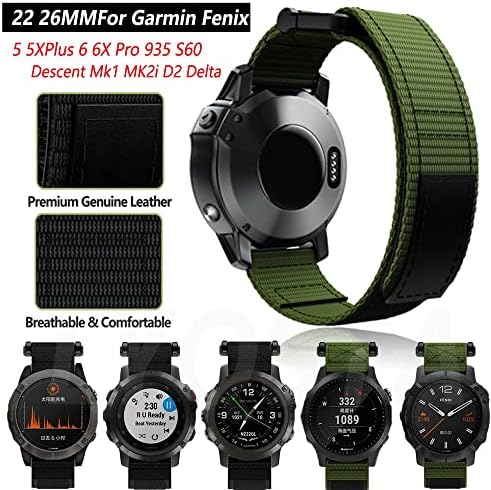 SDUTIO 22 26MM FATHA STIP para precursor 935 Quatix5 S60 Watch Nylon Wrist Band para Garmin Fenix ​​5x 5 Plus 6x 6 Pro Watchband