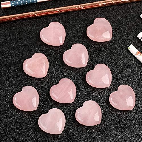 10pcs rosa quartzo coração cristais cálculos cálculos naturais amor polido amor coração em forma de cristal stone stones reiki balanceamento