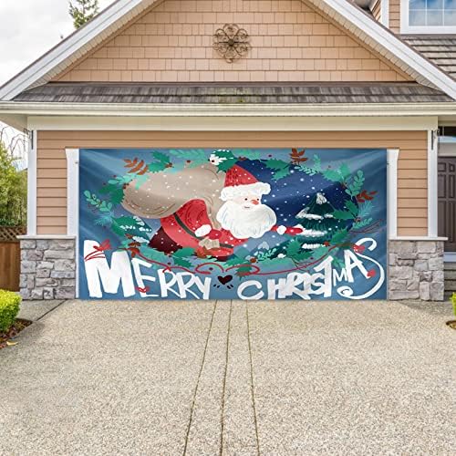 Dbylxmn Christmas ao ar livre Porta de garagem Tapestry pano de férias decoração de pano de fundo combinando penduramento de pano