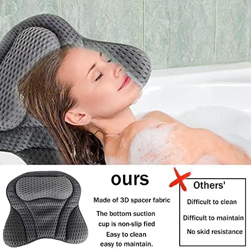 Travesseiro de banho jkapagzy, travesseiro de pescoço da banheira, com tecnologia de malha de ar respirável 3D, apoio de