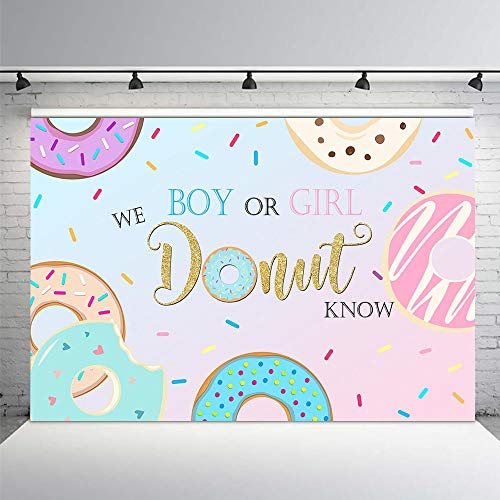 Mehofoto Donut Gênero Revelar menino ou menina Decorações de festa de bebê Photo Studio Background Background Blue Or Pink Donuts
