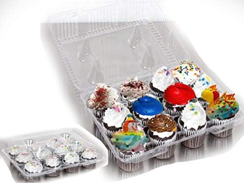 Caso de 30 caixas de cupcakes de plástico 12 Compartimento Cupcake Recipiente 12 Pacote Recipientes de cupcake 12 Conjunto de contagens