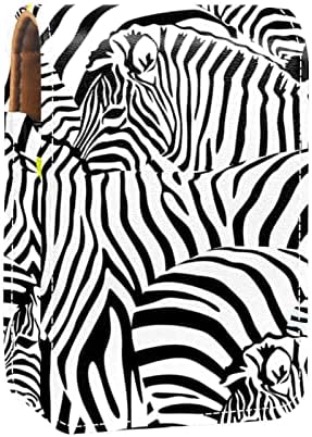 Zebras preto mini sacos de cosméticos para tubos de batom de couro de couro de couro
