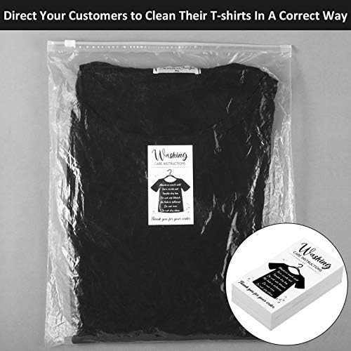 Zonon 100 peças T-shirt preto Camiseta Instruções de lavagem Cartões Camisa Cartões de cuidados com a camisa Cartões de