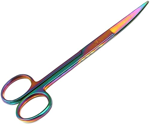 Multi Titanium Color Rainbow Scissor Scissor Sharp/Sharp 5.5 Aço inoxidável curvo por G.S Online Store