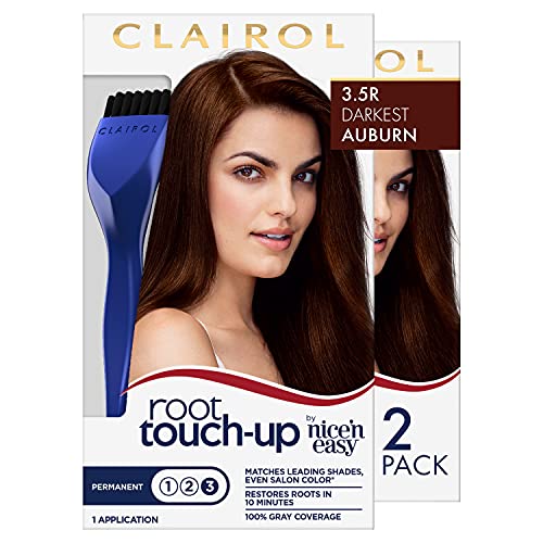 Raiz de Clairol Touch-up por Nice'n Easy Permanent Hair Dye, 3,5r Darkest Auburn Hair Color, pacote de 2