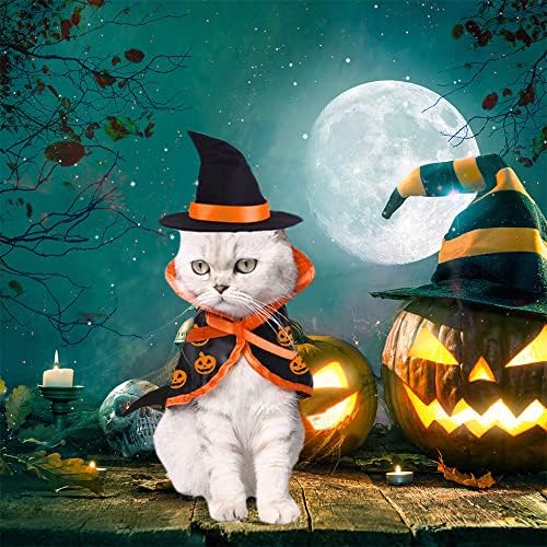 Costume de morcego de gato de estimação, capa de padrões de abóbora de pet halloween, traje de bastão de cosplay
