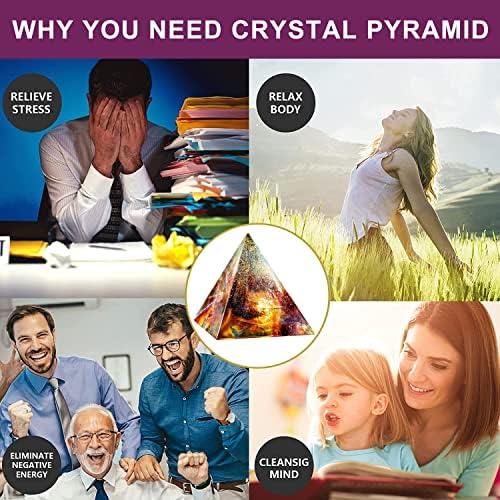 Cristais Cura Orgono Pirâmide, Pirâmides de Orgonita Para Decoração de Meditação Positiva de Energia, Chakra Cristal Pirâmide