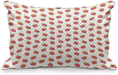 Ambesonne Fruit acolchoado na capa de travesseiro, frescura de morango forma verão suculenta estação orgânica orgânica,