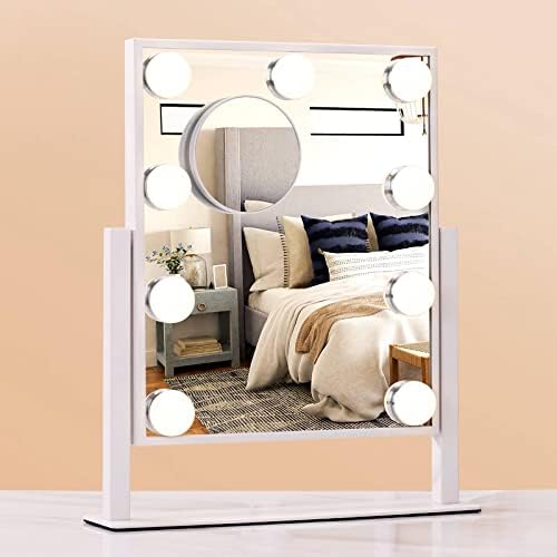 Espelho Pulomi Hollywood Vanity com espelho de maquiagem leve e de mesa com 9 luzes LEDs Controle de toque inteligente