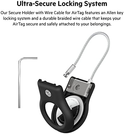 Belkin Apple Airtag Secret Secret com cabo de arame - suporte preto e maçã com aeronaves com anel de chave - estojo durável