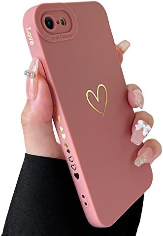 SMOBEA Compatível com a caixa do iPhone SE 2022, caixa do iPhone SE 2020, iPhone 7/8 estojo de luxo de luxo padrão de coração