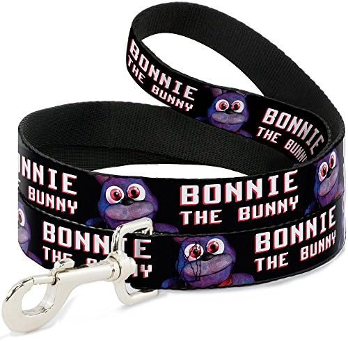 Buckle-Down Plushie Bonnie Face Close-Up Bonnie The Bunny Black/Red/White Pet Leash, 6'-1,5