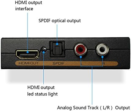 Extrator de áudio HDMI 1080p hdmi para hdmi + toslink óptico spdif + analógico rcA l/r streéro de vídeo divisor de vídeo de