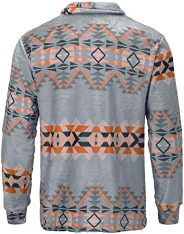 Moletom de lã para homens, camisolas de estilo asteca vintage tops zip up up decora em V para homens