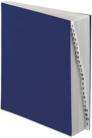 Arquivo de mesa pendaflex, índice A-Z, tamanho da letra, quadro de prensa revestido com acrílico, preto/azul