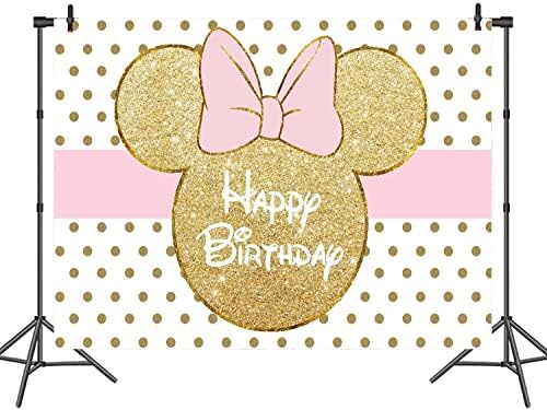 Withu Gold Mouse Polca Polka Polka Cartoon Pink Princess Girl Birthday Party Baby Shower Baby Photography Background Studio