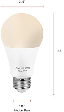Lâmpada Smart Smart Sylvania, lâmpada LED de malha Bluetooth, compatível com Alexa & Google Home, A19, 60W equivalente, e26,